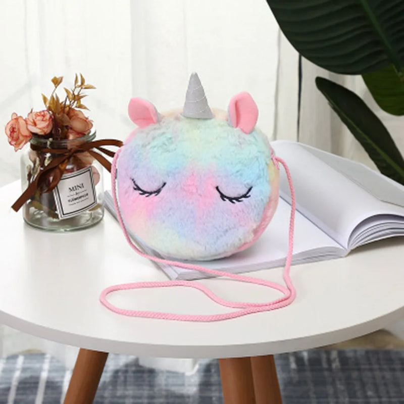 Cute Unicorn Shoulder Bag Women Corduroy Square Crossbody Purse