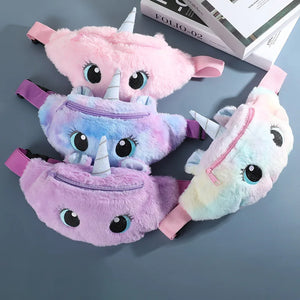 Cartoon Unicorn Waist Bag Plush Toys Pink Fanny Pack Kids Phone Pouch