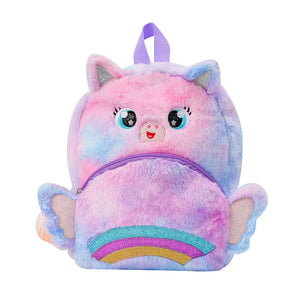 Angel Wings Plush Backpack Cartoon Big Eyes Children Backpack Girls Schoolbag