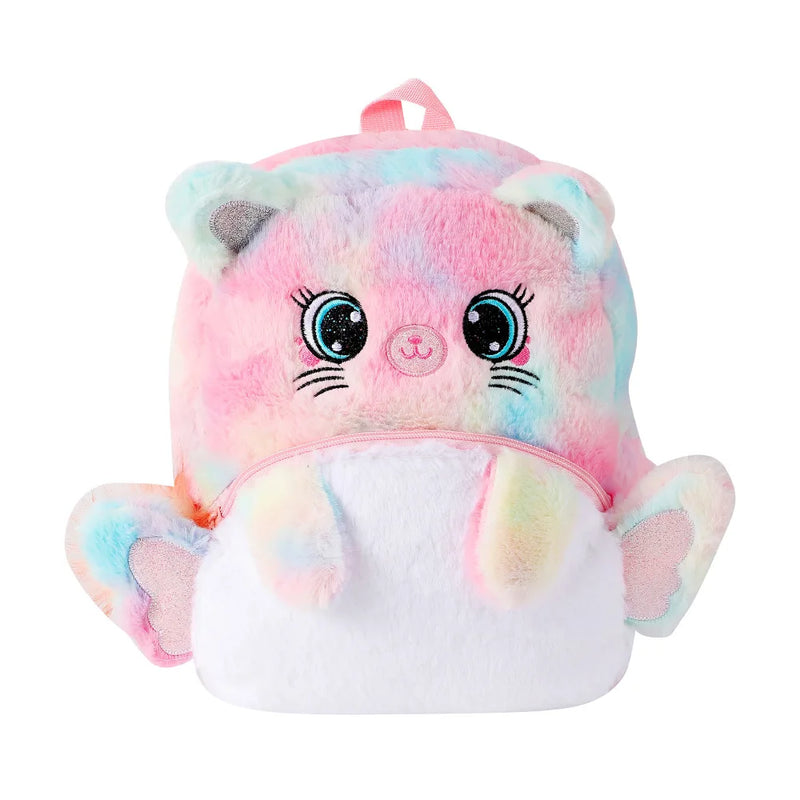 Cartoon plush big eyes backpack with wings for girls