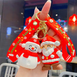 Cartoon Santa Snowman Key Chain Pendant Christmas