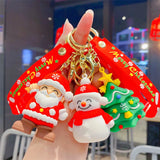 Cartoon Santa Snowman Key Chain Pendant Christmas