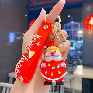 Cartoon Santa Snowman Key Chain Pendant Christmas