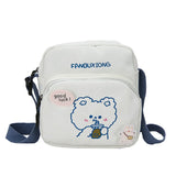 Cartoon Bear Student Shoulder Bag Casual Canvas Messenger Bag