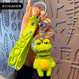 Rubber space frog Keychain Creative School Bag Car Pendant