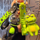 Rubber space frog Keychain Creative School Bag Car Pendant