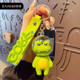 Rubber space frog Keychain Creative School Bag Car Pendant