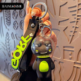 Rubber space frog Keychain Creative School Bag Car Pendant