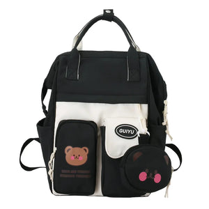 Large Capacity Cartoon Women Backpack Nylon School Bag for Girls