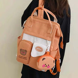 Large Capacity Cartoon Women Backpack Nylon School Bag for Girls