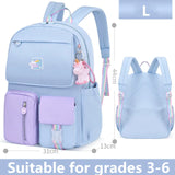 Rainbow School Backpack for Girls Grade 1-6 Women Travel Backpacks
