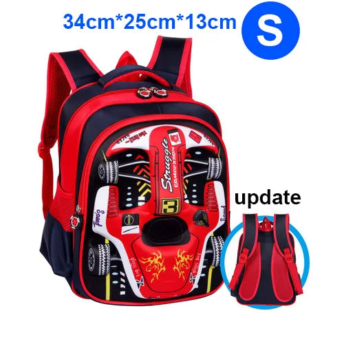 3D Racing Car Kids School Bag Backpack
