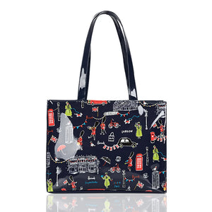Cartton Print PVC Reusable Women's Shopping Bag Eco Friendly Flower