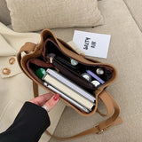 Casual Buckets Bag Women Shoulder Bags Soft Pu Leather Crossbody Bag
