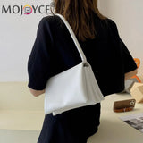 Solid Street Travel Zipper Small Handbag Soft PU Leather Underarm Bag
