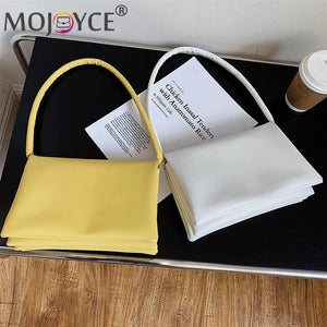 Solid Street Travel Zipper Small Handbag Soft PU Leather Underarm Bag