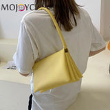 Solid Street Travel Zipper Small Handbag Soft PU Leather Underarm Bag