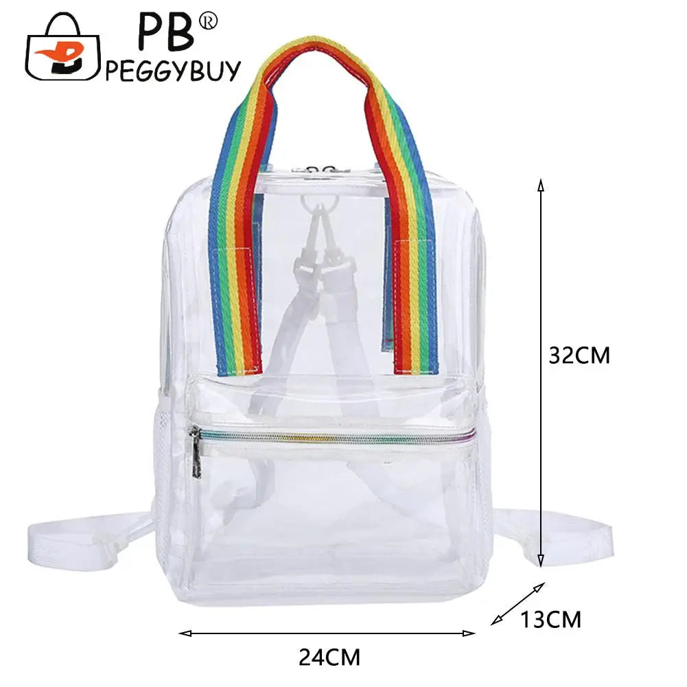 Casual All-match PVC Women's Backpack Travel Waterproof Female Zipper Schoolbags