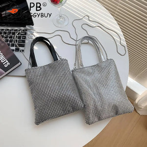 Rhinestone Pattern Chain Shoulder Crossbody Bag