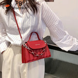 Thick Chain Handle Shoulder Crossbody Bag PU Leather Messenger Handbags