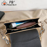Thick Chain Handle Shoulder Crossbody Bag PU Leather Messenger Handbags