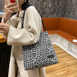 Casual Animal Pattern Handbag Chain Tote Canvas Shoulder Bag
