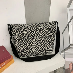 Casual Animal Pattern Handbag Chain Tote Canvas Shoulder Bag