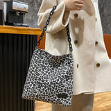 Casual Animal Pattern Handbag Chain Tote Canvas Shoulder Bag