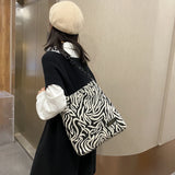 Casual Animal Pattern Handbag Chain Tote Canvas Shoulder Bag