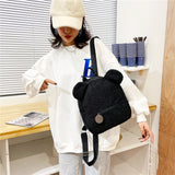 Lamb Fleece Women's Backpack Bear Shaped Shoulder Rucksack