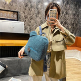 Lamb Fleece Women's Backpack Bear Shaped Shoulder Rucksack