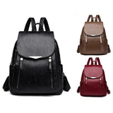 Casual PU Leather Women Backpack Large Capacity School Bag Girls