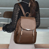 Casual PU Leather Women Backpack Large Capacity School Bag Girls