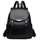 Casual PU Leather Women Backpack Large Capacity School Bag Girls