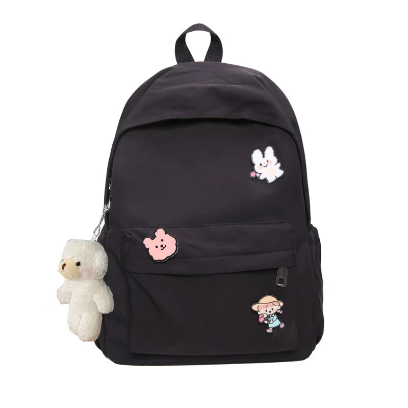 Casual Backpacks Women Solid Shoulder Bag Nylon Teenage Girl School Bags