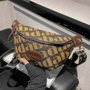 Women's Letter Pattern Chest Bag Pu Leather Fanny Pack