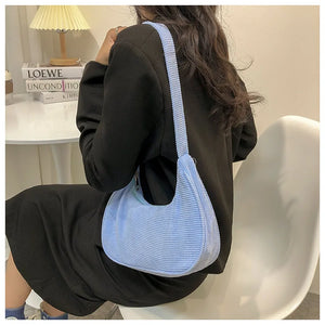 Corduroy Crossbody Bag for Women Ladies, Shoulder Underarm Handbag