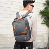 Casual Business Men Laptop Backpack Waterproof Gray