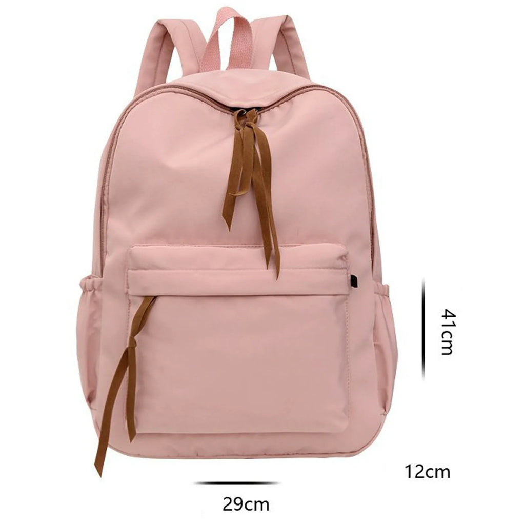 Casual Canvas Backpack For Women Girl Student Preppy Style Solid Zipper School B