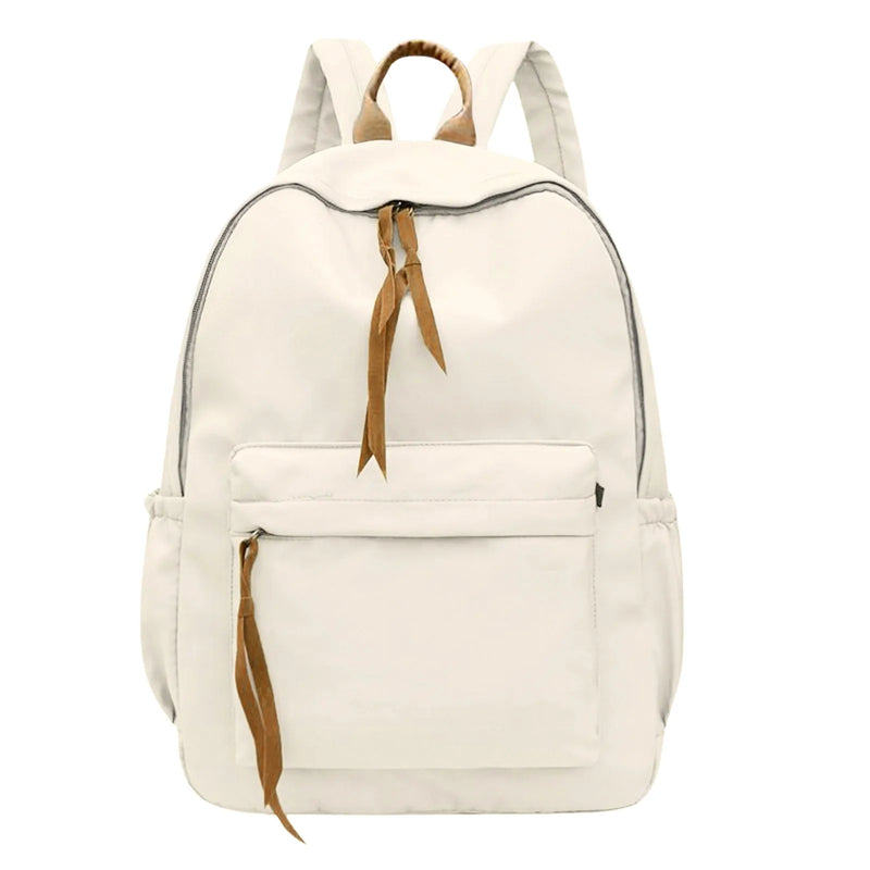Casual Canvas Backpack For Women Girl Student Preppy Style Solid Zipper School B