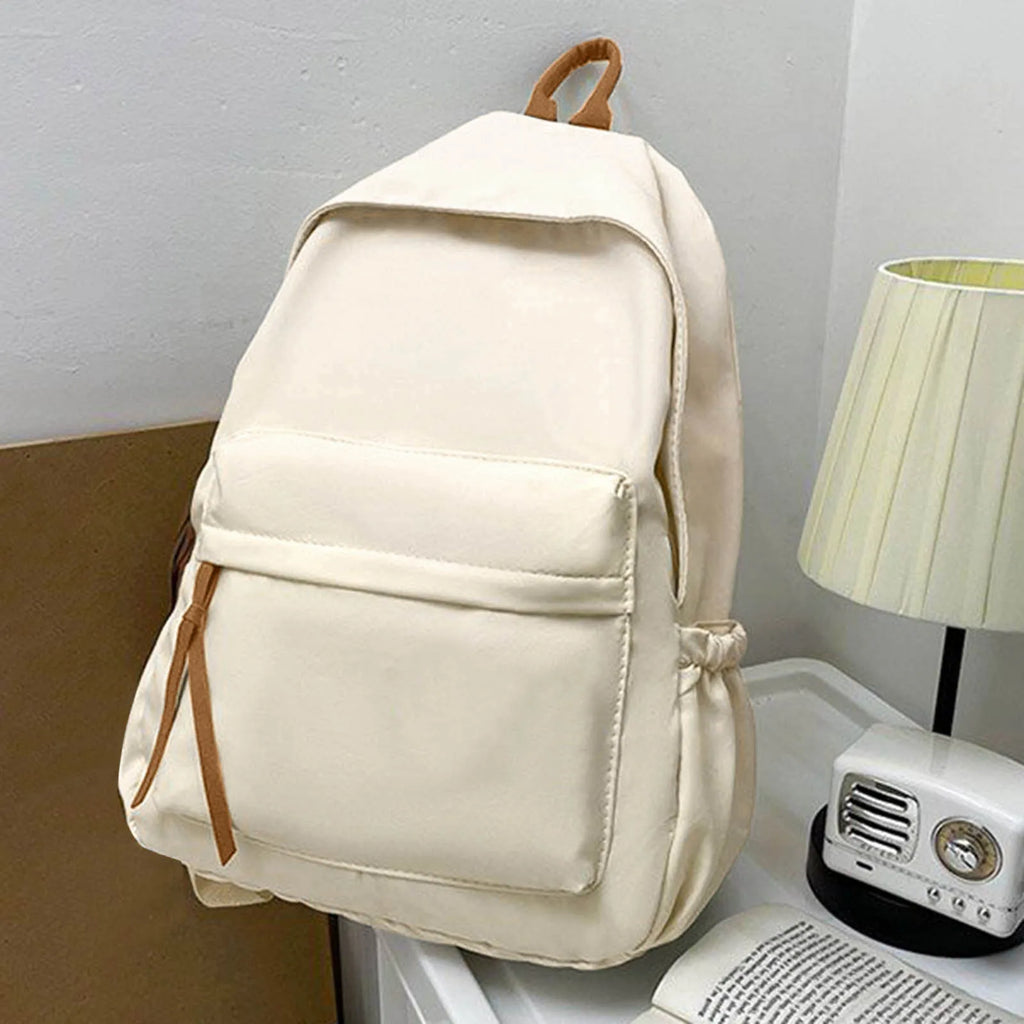 Casual Canvas Backpack For Women Girl Student Preppy Style Solid Zipper School B