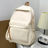 Casual Canvas Backpack For Women Girl Student Preppy Style Solid Zipper School B