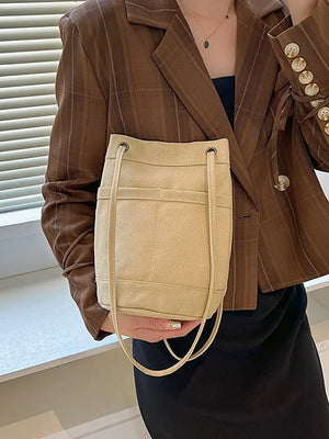 Casual Canvas Bucket Bags for Women Solid Shoulder Crossbody Bag