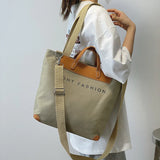 Canvas Crossbody Bag Letters Large Tote Shoulder Messenger Bag