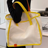 Canvas Female Shoulder Bags Contrast Women Large Capacity Tote Shopping