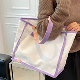 Canvas Female Shoulder Bags Contrast Women Large Capacity Tote Shopping
