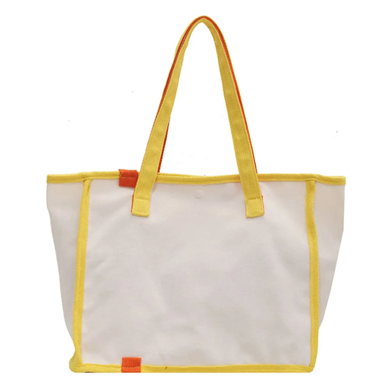 Canvas Female Shoulder Bags Contrast Women Large Capacity Tote Shopping