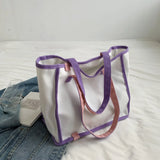 Canvas Female Shoulder Bags Contrast Women Large Capacity Tote Shopping