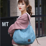 Casual Canvas Handbag Women Large Capacity Shoulder Bag Vintage Lady Shopping Ba