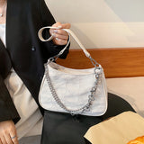 Canvas Hearts Embroidery Women Underarm Bags Chain Handbags Totes Crossbody Bags